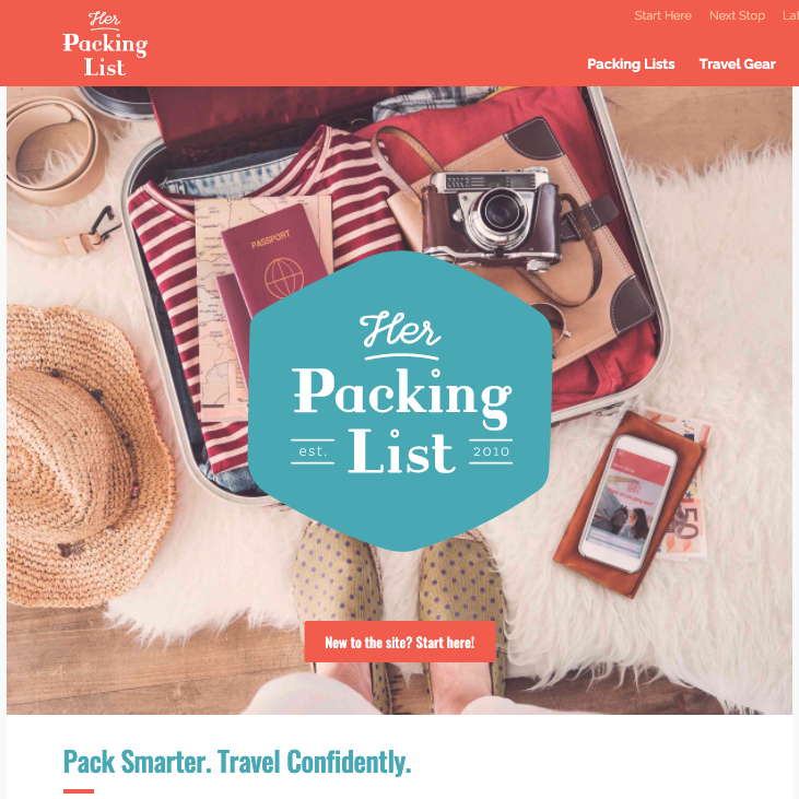 Her Packing List site